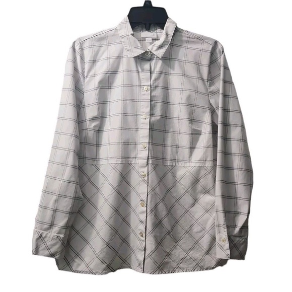 J. Jill Plaid Button-Up Long Sleeve Career Casual Shirt Medium - Picture 1 of 6